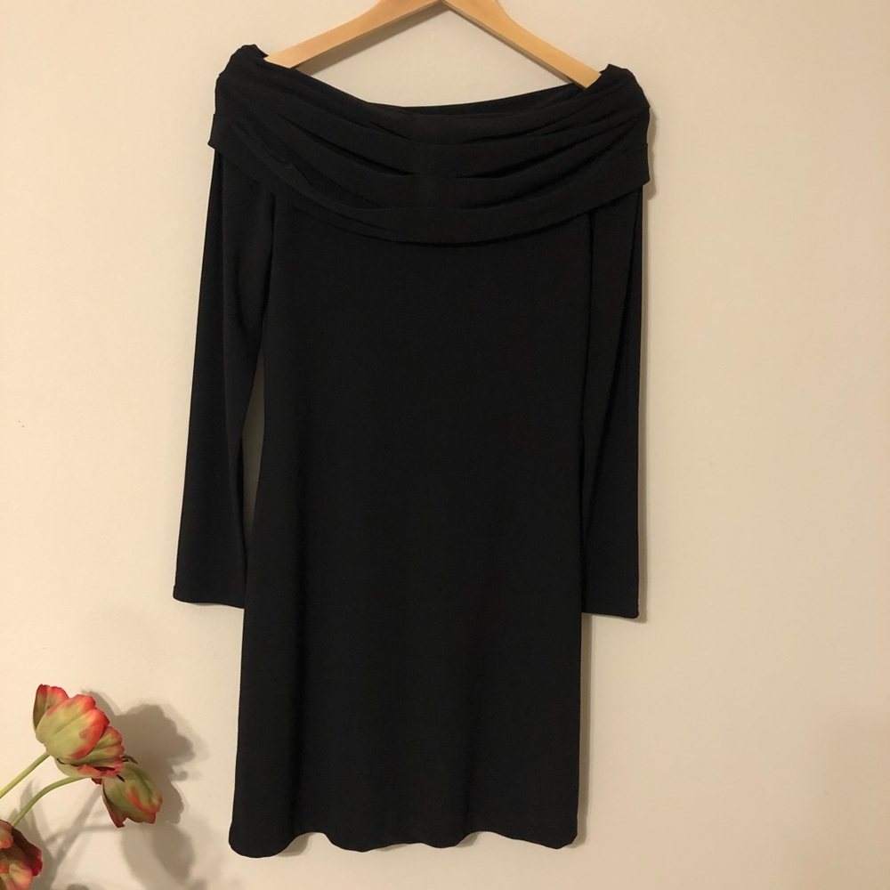 WHBM NWT off-shoulder black dress small